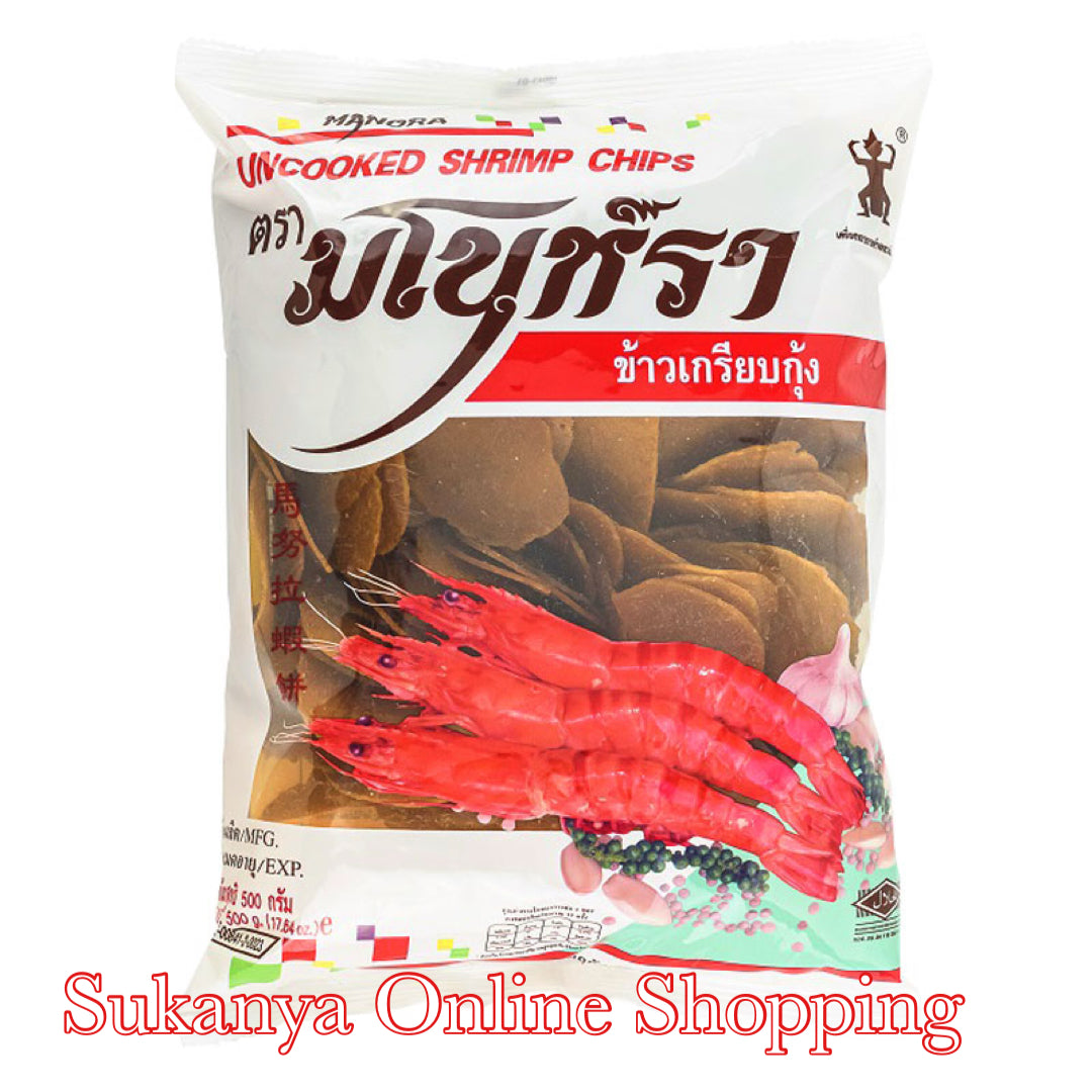 ข้าวเกรียบดิบ รสกุ้ง ตรามโนราห์ ขนาด 500 g. Shrimp Flavored Rice