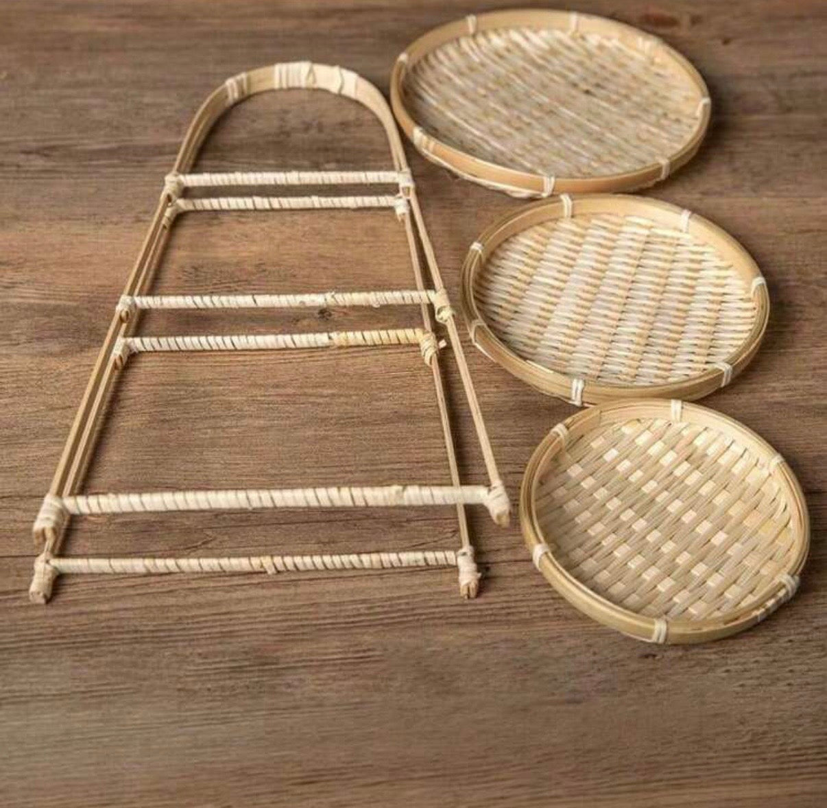 1/2/3 Tier Round Bamboo Snack & Dessert Stand, Tiered Tray Display Rack, Rustic Farmhouse Decor, Creative Dessert Display Stand, Cake Stand, Fruit Plate, Suitable For Holiday Parties, Home Kitchen Supplies, Wedding Decoration Display Rack