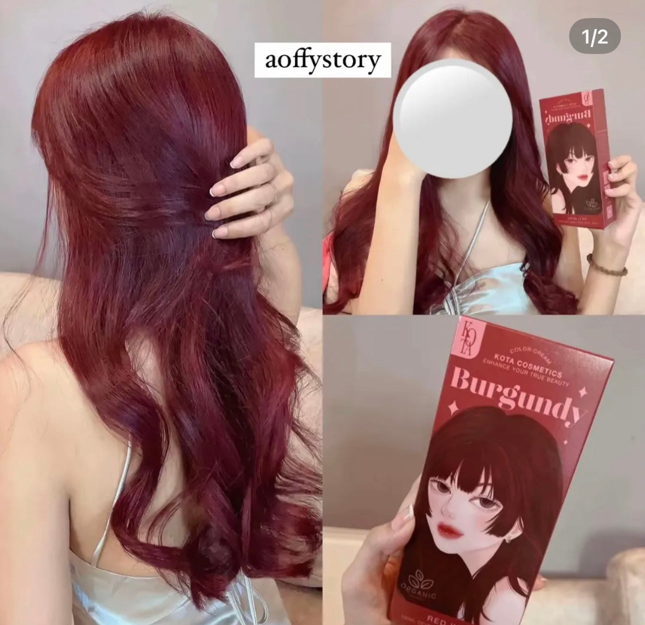 ยาย้อมผม สีไวน์แดง-Kota Color Cream Hair Dye in the shade Burgundy (Red Wine) by Kota Cosmetics