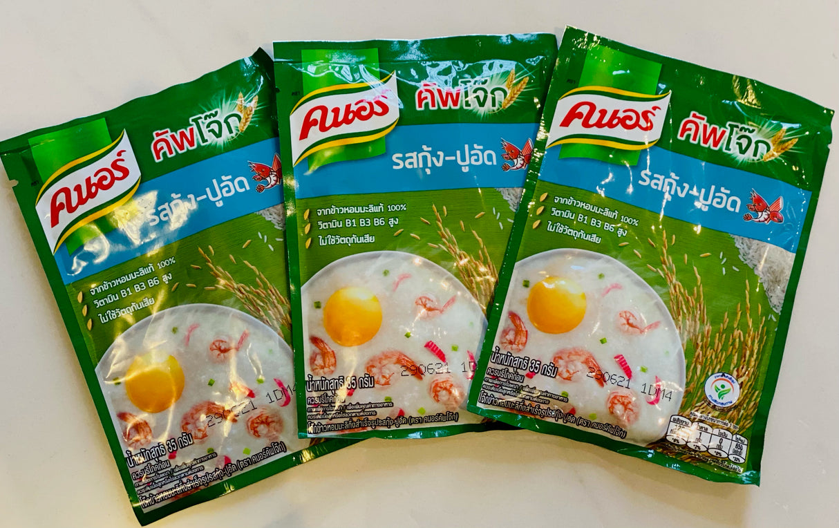 โจ๊กซองรสกุ้งปูอัด คนอร์ - Cooked Organic Thai Jasmine Rice Congee (Seafood)