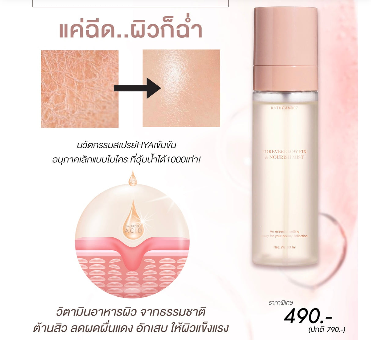 Crème hydratante HYA FOREVERGLOW FIX &amp; NOURISH MIST - ของกระแต 