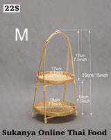 2 Tier Round Bamboo Snack & Dessert Stand, Tiered Tray Display Rack, Rustic Farmhouse Decor, Creative Dessert Display Stand, Cake Stand, Fruit Plate, Suitable For Holiday Parties, Home Kitchen Supplies, Wedding Decoration Display Rack