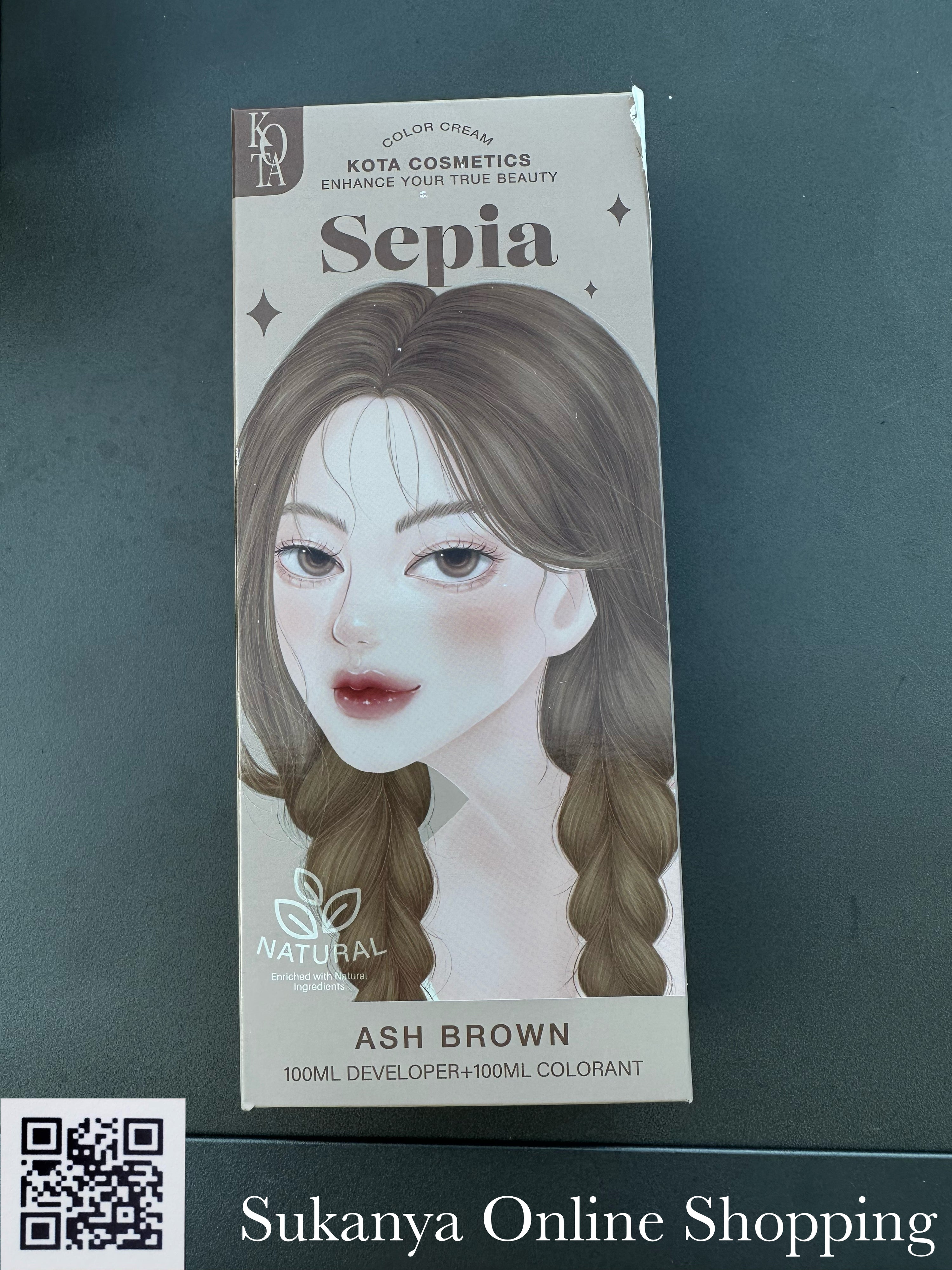 ยาย้อมผม-โคทา คอสเมติก คัลเลอร์ ครีม ซีเปีย(เอช บราวน์) Kota Cosmetics Color Cream Sepla (Ash Brown)