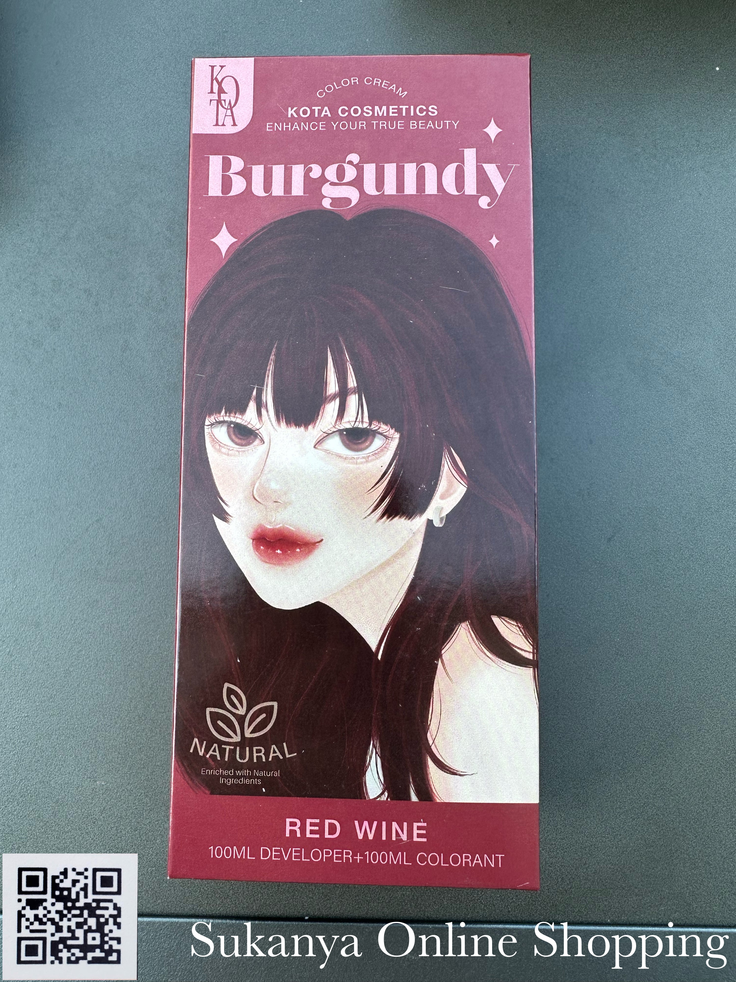 ยาย้อมผม-โคทา คอสเมติก คัลเลอร์ เบอร์กันดี (เรดไวน)-Kota Cosmetics Color Cream Burgundy(Red Wine)