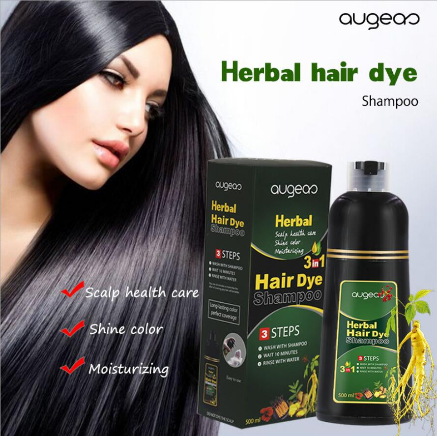 Augeas brand Thailand Permanent Washable Fast Darkening Black Hair Color Dye - แชมพูสระผมหงอก