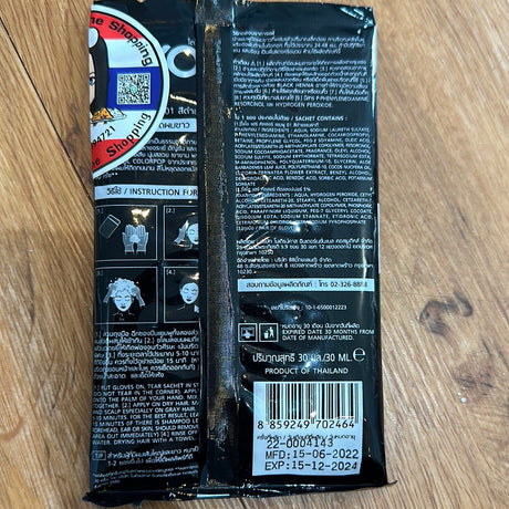 LYO Sachet de shampooing colorant capillaire, noir naturel